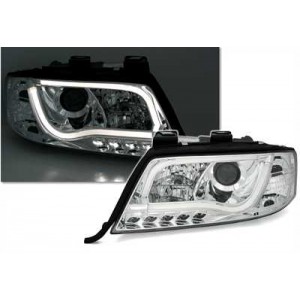 Audi A6 4B (97-01) přední světla TUBE LIGHTS DRL, chrom