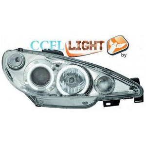 Čirá optika Peugeot 206 02-07 CCFL, chrom