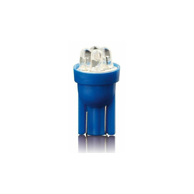 LED žárovka T10 12V 5W 4xLED – modrá