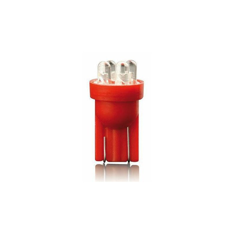 LED žárovka T10 12V 5W 4xLED – červená