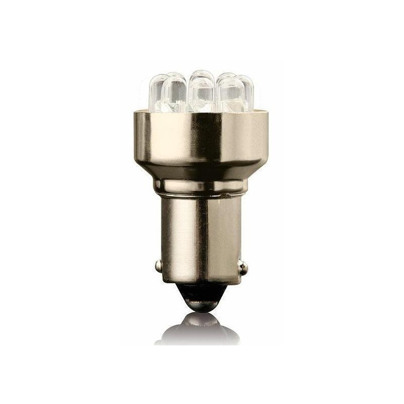 LED žárovka G18 BA15S 12V 5W 9LED - červená