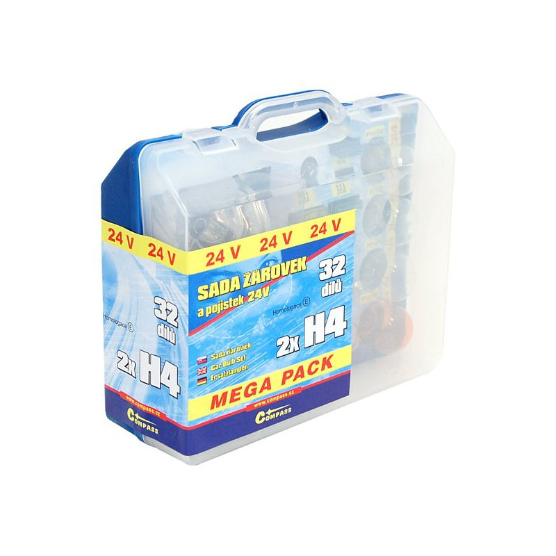 Žárovky 24V servisní box MEGA H4+H4+pojistky