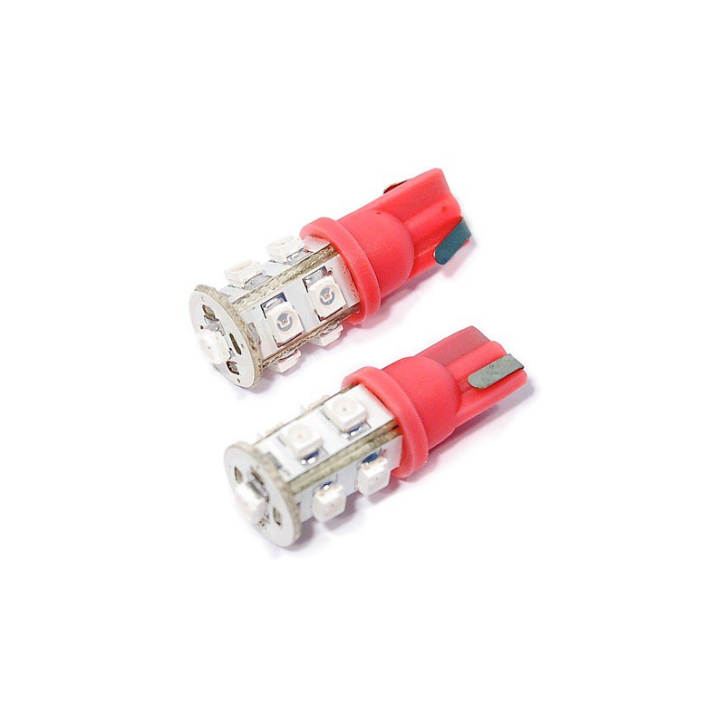 Žárovka 9 SUPER LED 12V  T10  červená 2ks