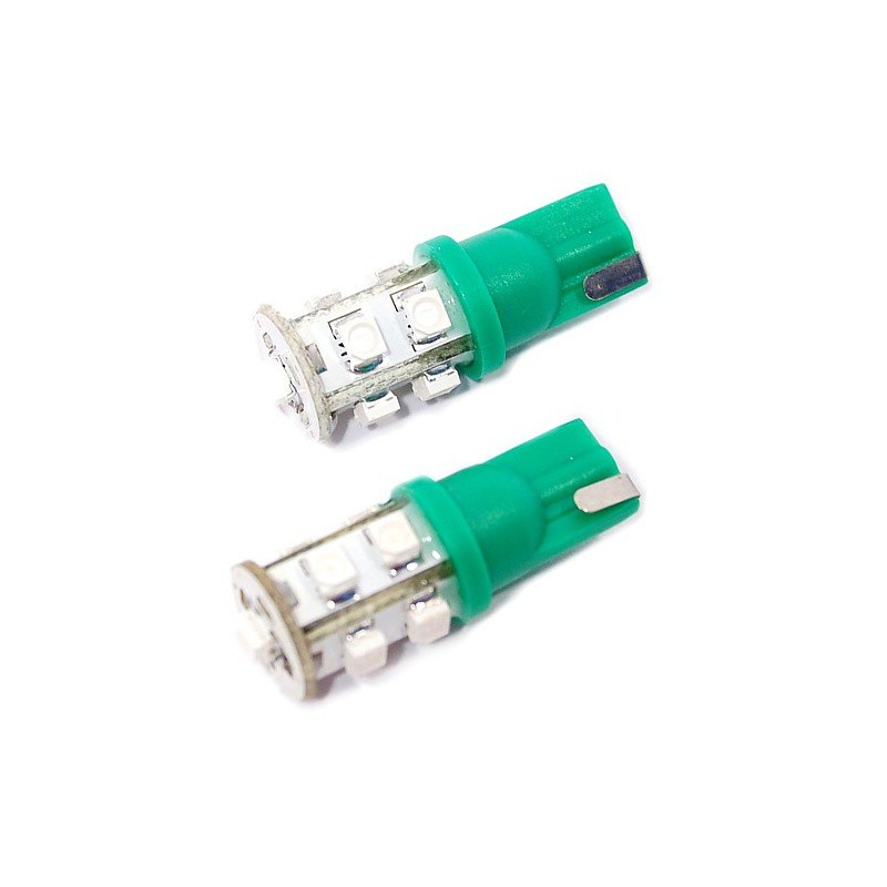 Žárovka 9 SUPER LED 12V  T10  zelená 2ks
