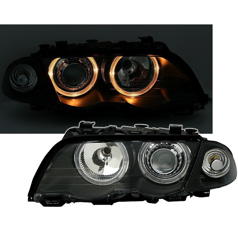 Přední čirá světla BMW E46 Lim. 98-01 – černá